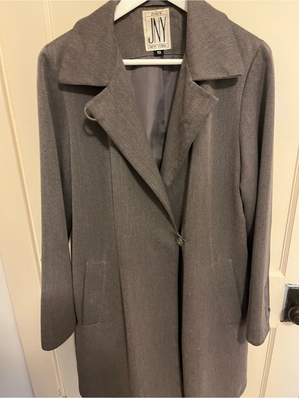 Jones New York Women’s Taupe A-line, Knee Length, Size 10 Coat